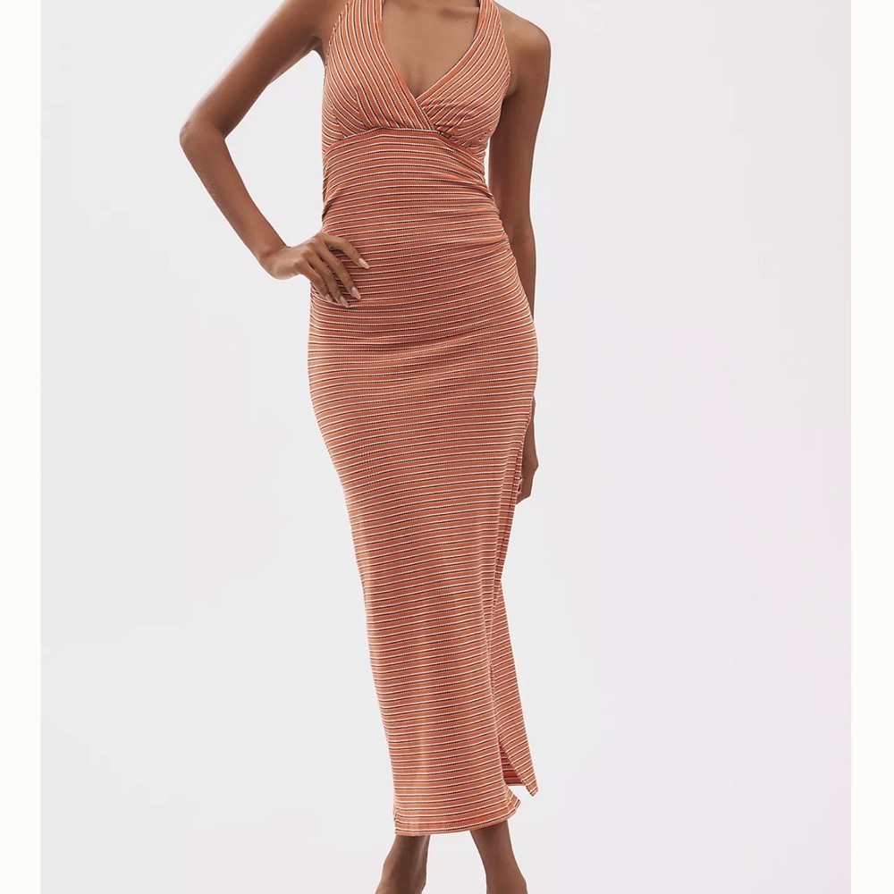 Pilcro High Tide Halter Slim Midi Dress Anthropologie - Picture 8 of 11